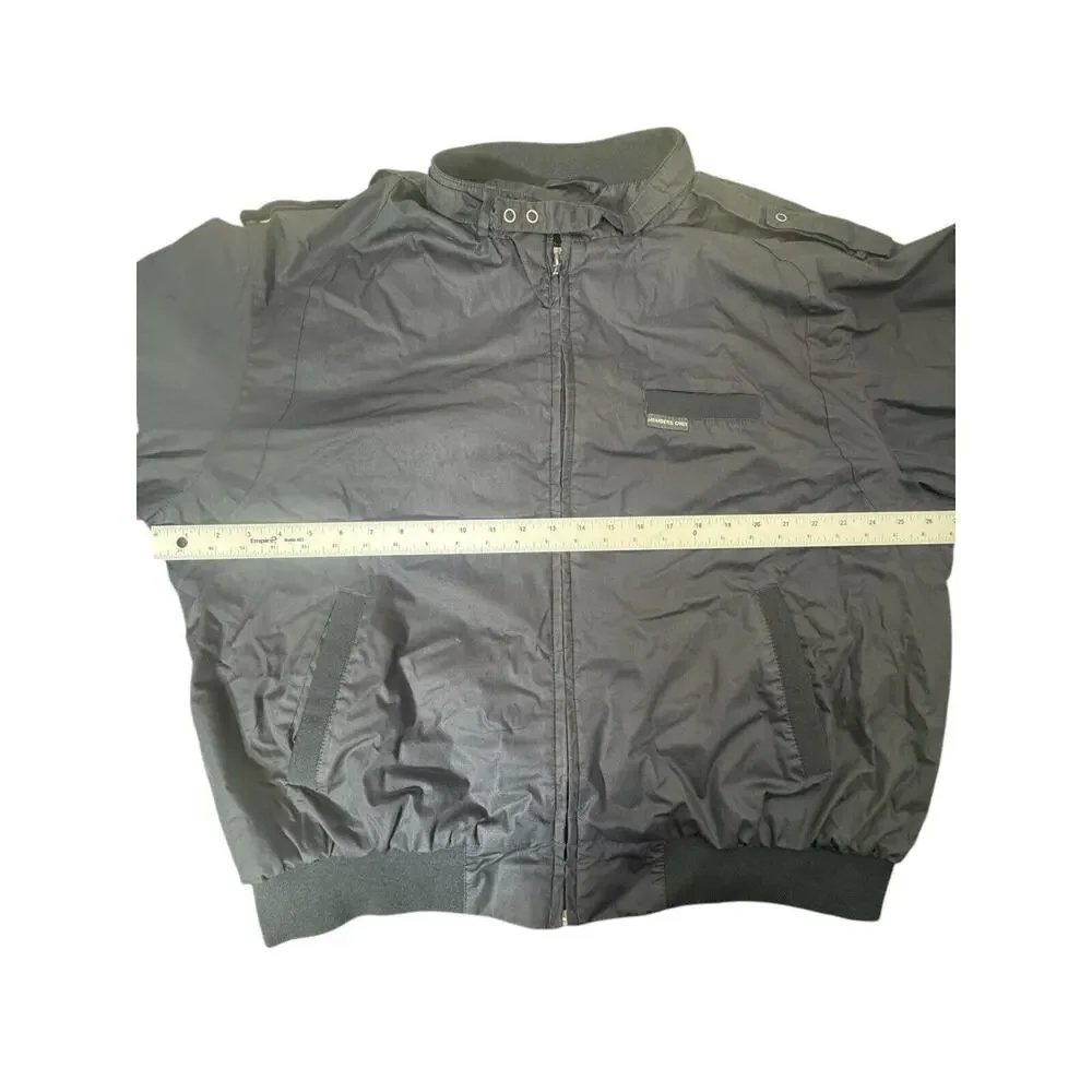 Vintage Members Only Jacket Mens XL Black Bomber Racer Windbreaker Full Zip